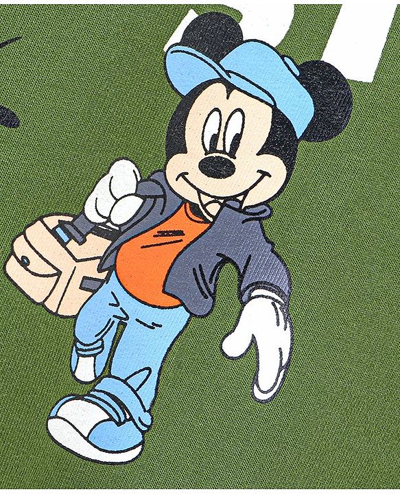 Babyhug Full Sleeves Pull Over Sweatshirt Mickey Graphics - Green