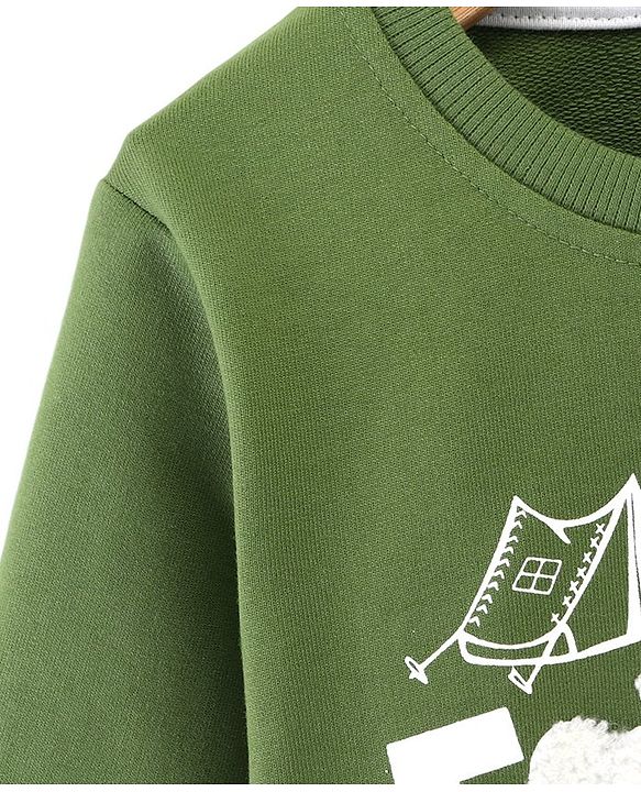 Babyhug Full Sleeves Pull Over Sweatshirt Mickey Graphics - Green