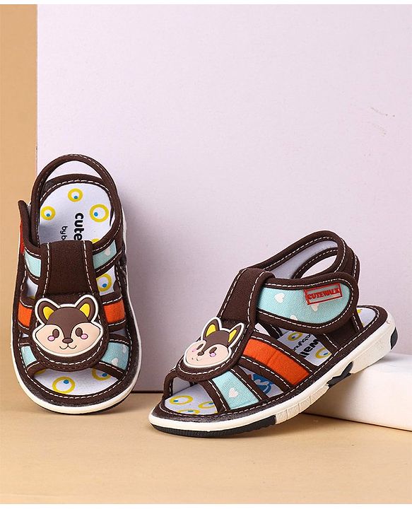 Cute Walk by Babyhug Sandals Animal Patch - Brown