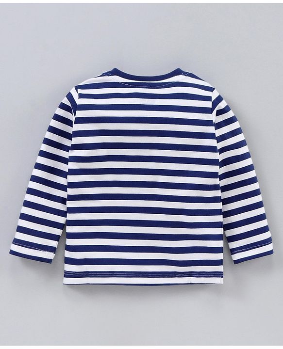 Babyhug Full Sleeves Stripe Tee Tom & Jerry Print - Navy Blue White