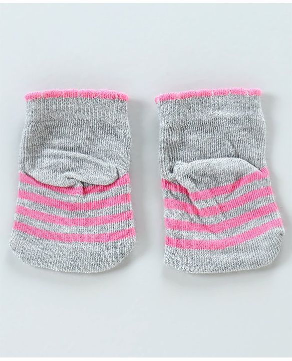 Cute Walk By Babyhug Antibacterial Ankle Length Socks Set of 5 - Pink White