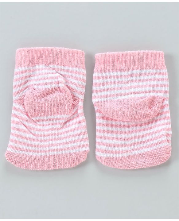 Cute Walk By Babyhug Antibacterial Ankle Length Socks Set of 5 - Pink White