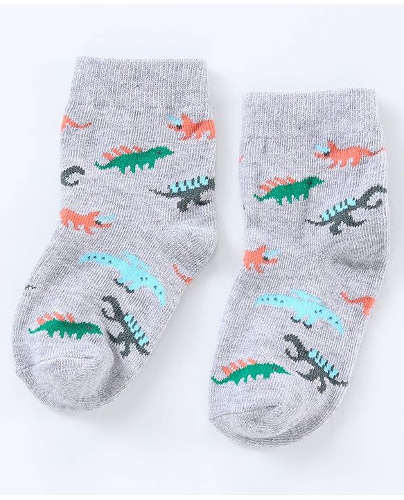 Cute Walk by Babyhug Ankle Length Antibacterial Socks Dino Design Pack of 5 - Multicolor
