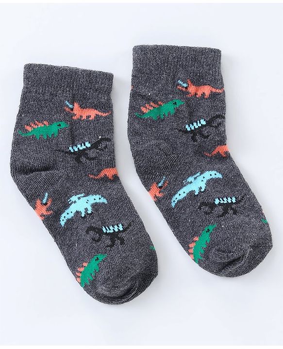 Cute Walk by Babyhug Ankle Length Antibacterial Socks Dino Design Pack of 5 - Multicolor