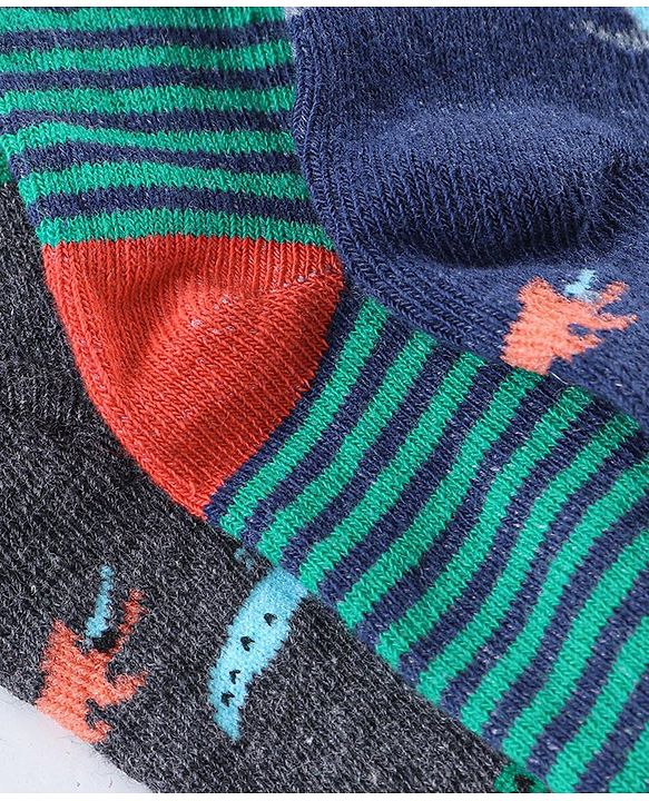 Cute Walk by Babyhug Ankle Length Antibacterial Socks Dino Design Pack of 5 - Multicolor