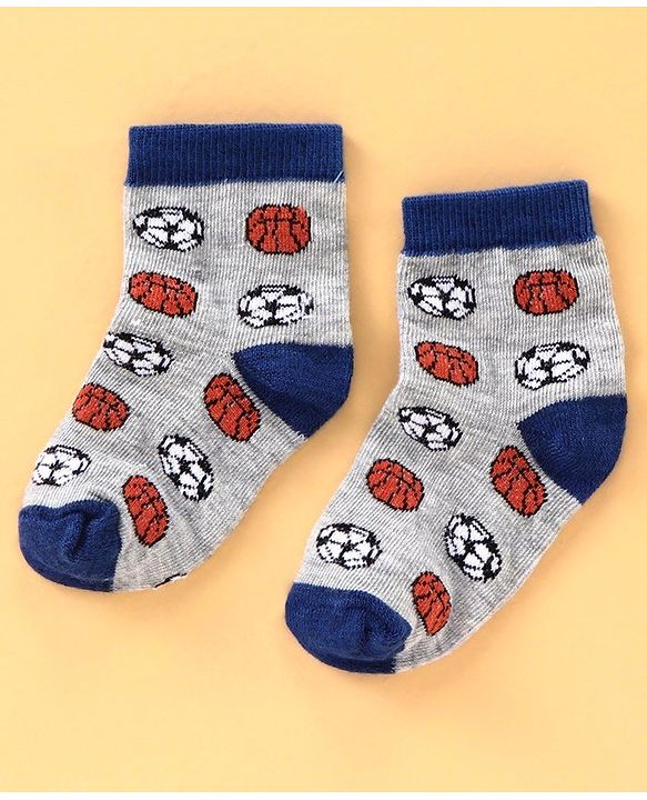 Cute Walk by Babyhug Ankle Length Antibacterial Socks Football Design Pack of 5 - Multicolor