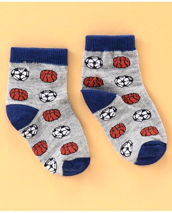Cute Walk by Babyhug Ankle Length Antibacterial Socks Football Design Pack of 5 - Multicolor