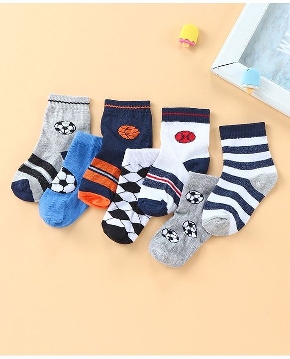 Cute Walk by Babyhug Anti Bacterail Ankle Length Socks Pack of 7 - Multicolour