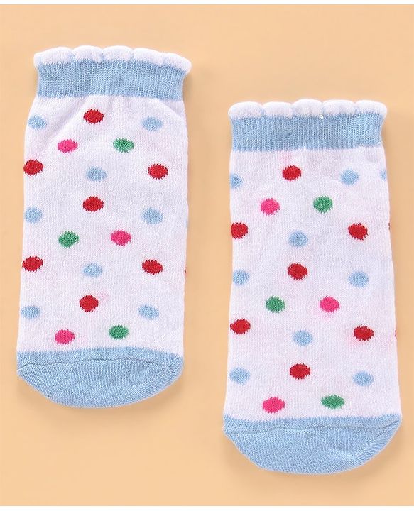Cute Walk by Babyhug Ankle Length Antibacterial Socks Floral Design Pack of 5 - Blue