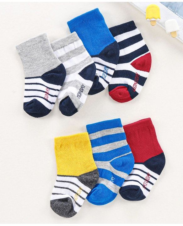 Cute Walk by Babyhug Anti-bacterial Ankle Length Socks All Over Printed Pack of 7 - Multicolour