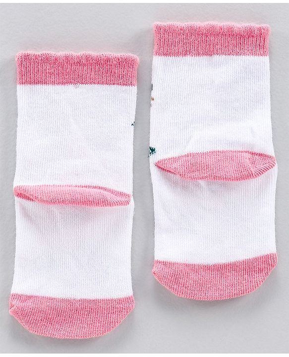 Cute Walk by Babyhug Anti Bacterial Ankle Length Stripe Socks Pack of 5 - Pink White