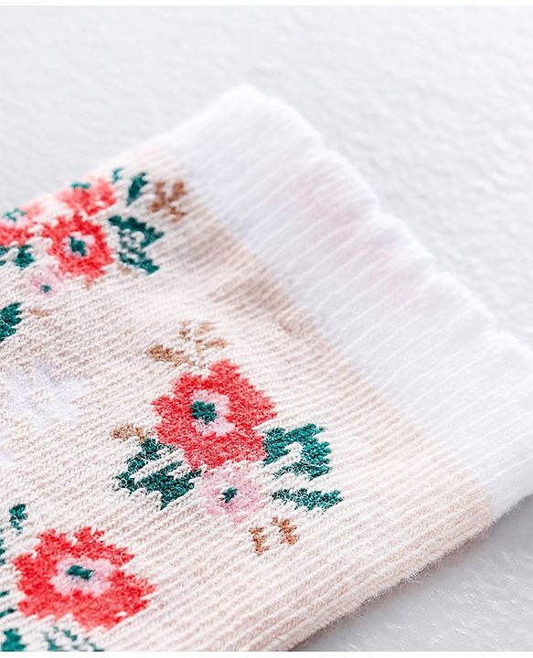 Cute Walk by Babyhug Anti Bacterial Ankle Length Stripe Socks Pack of 5 - Pink White