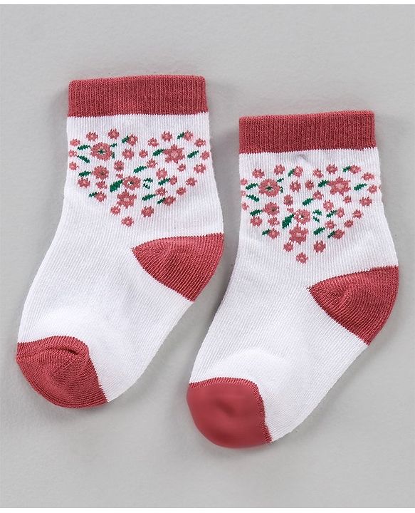 Cute Walk by Babyhug Anti Bacterial Ankle Length Socks Pack of 5 - Pink White
