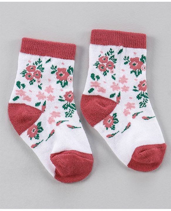 Cute Walk by Babyhug Anti Bacterial Ankle Length Socks Pack of 5 - Pink White