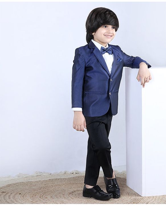 Babyhug Full Sleeves 3 Piece Party Suit - Blue
