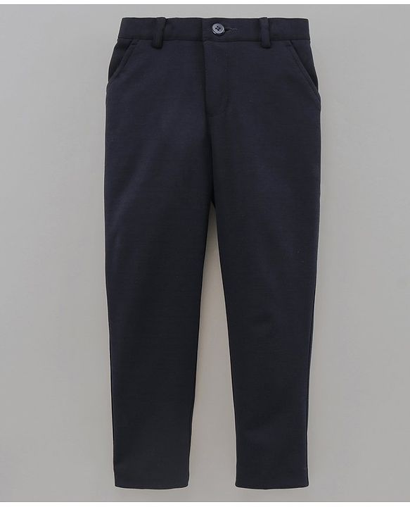 Babyhug Full Sleeves 3 Piece Party Suit with Bow - Navy