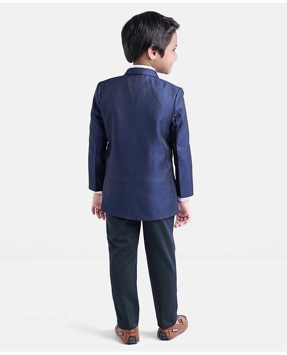 Babyhug Full Sleeves 3 Piece Party Suit with Bow - Navy
