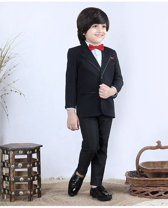 Babyhug 3 Piece Full Sleeves Party Suit - Black