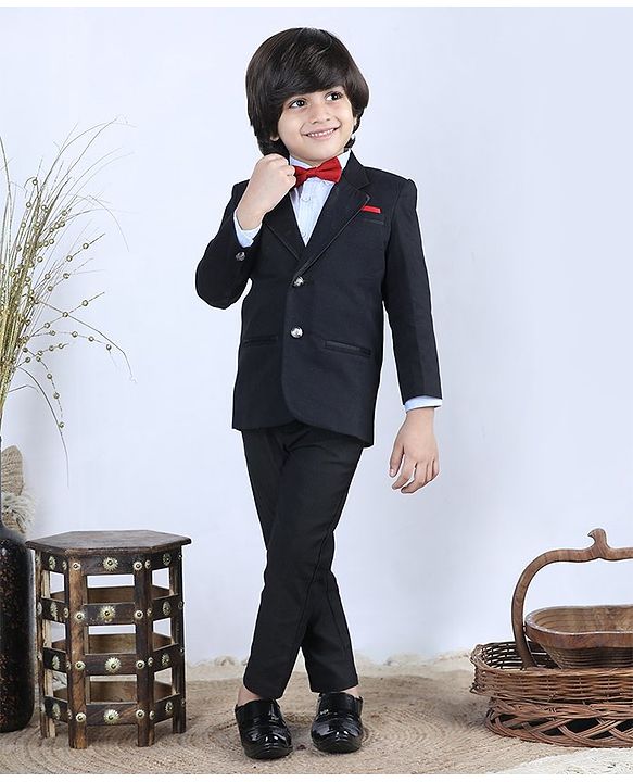 Babyhug 3 Piece Full Sleeves Party Suit - Black