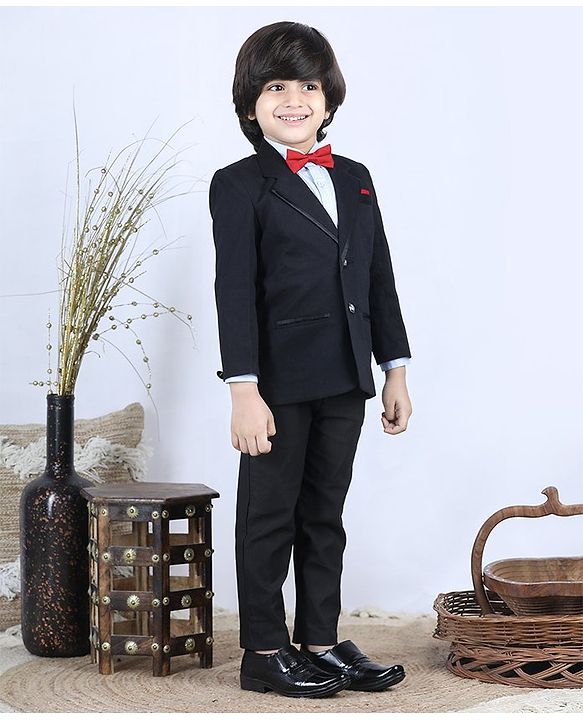 Babyhug 3 Piece Full Sleeves Party Suit - Black