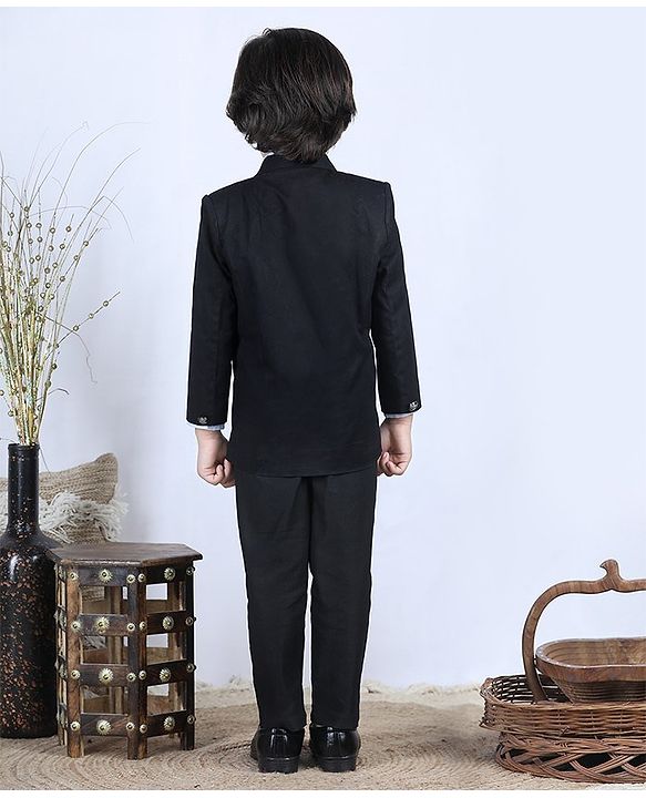 Babyhug 3 Piece Full Sleeves Party Suit - Black