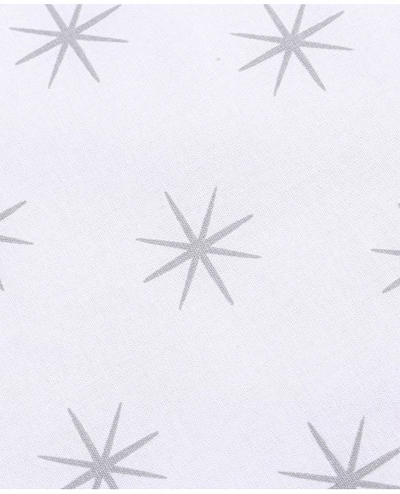 Babyhug 100% Premium Cotton Pillow Bolster & Diaper Changing Mat Set of 4 - Asterisk Grey