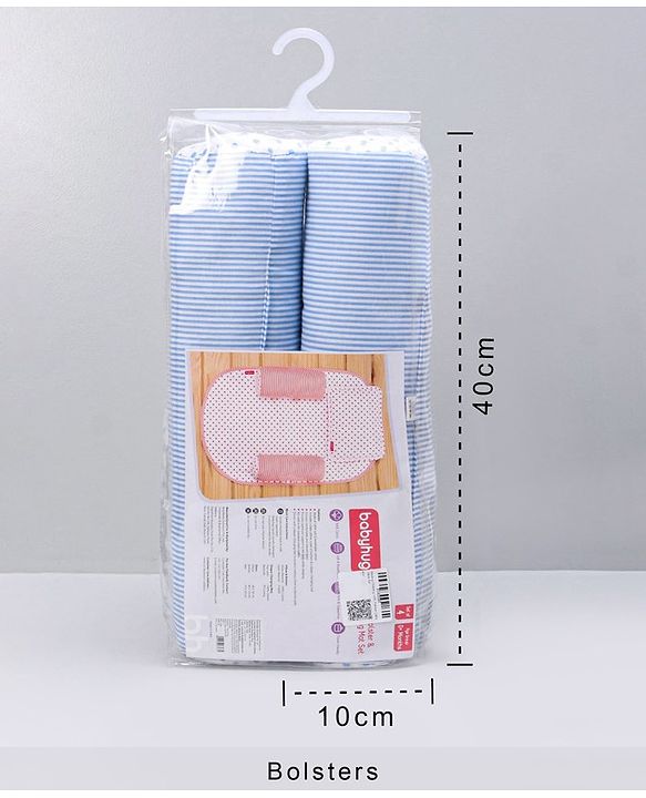 Babyhug 100% Premium Cotton Pillow Bolster & Diaper Changing Mat Set of 4 - Asterisk Grey