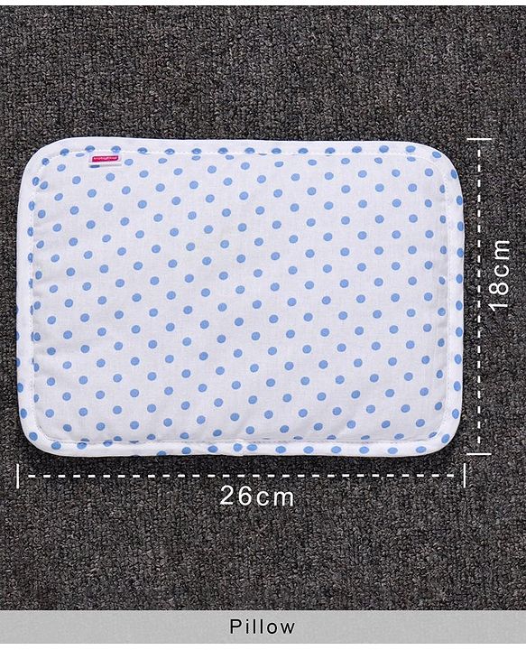 Babyhug 100% Premium Cotton Pillow Bolster & Diaper Changing Mat Set of 4 - Asterisk Grey