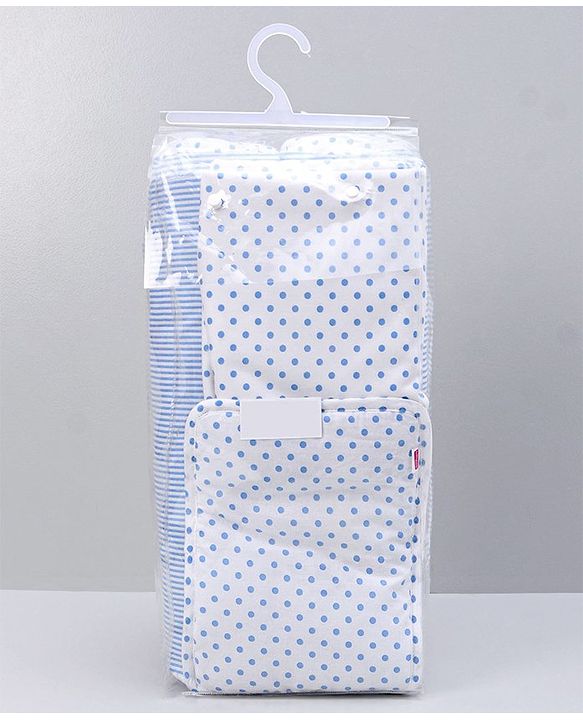 Babyhug 100% Premium Cotton Pillow Bolster & Diaper Changing Mat Set of 4 - Asterisk Grey