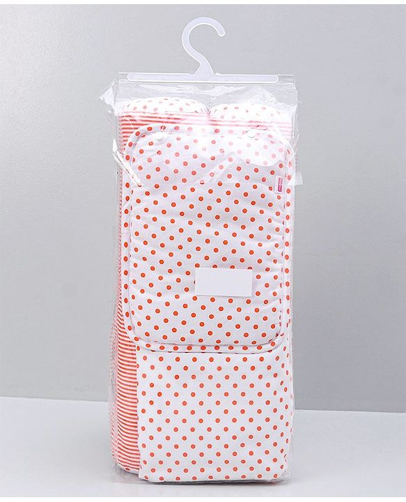 Babyhug 100% Premium Cotton Pillow Bolster & Diaper Changing Mat Set of 4 - Asterisk Grey
