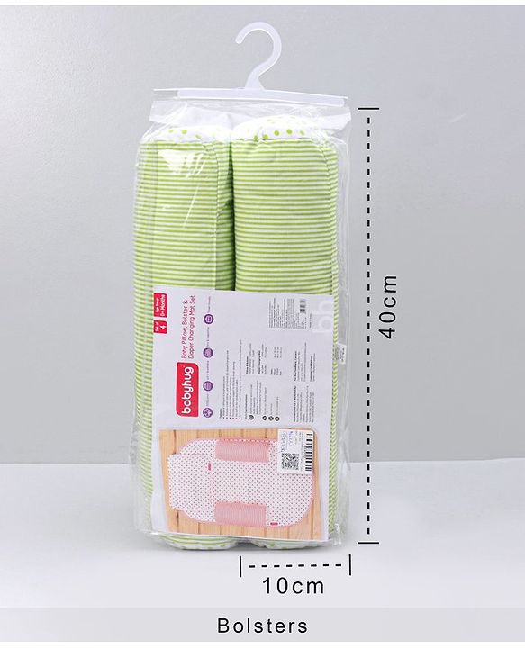 Babyhug 100% Premium Cotton Pillow Bolster & Diaper Changing Mat Set of 4 - Asterisk Grey