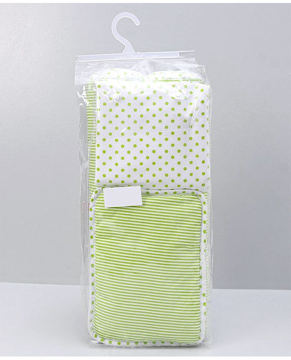 Babyhug 100% Premium Cotton Pillow Bolster & Diaper Changing Mat Set of 4 - Asterisk Grey