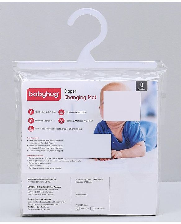 Babyhug Cotton Diaper Changing Mat Small - Grey
