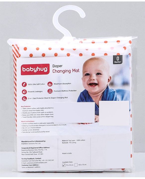 Babyhug Cotton Diaper Changing Mat Small - Grey