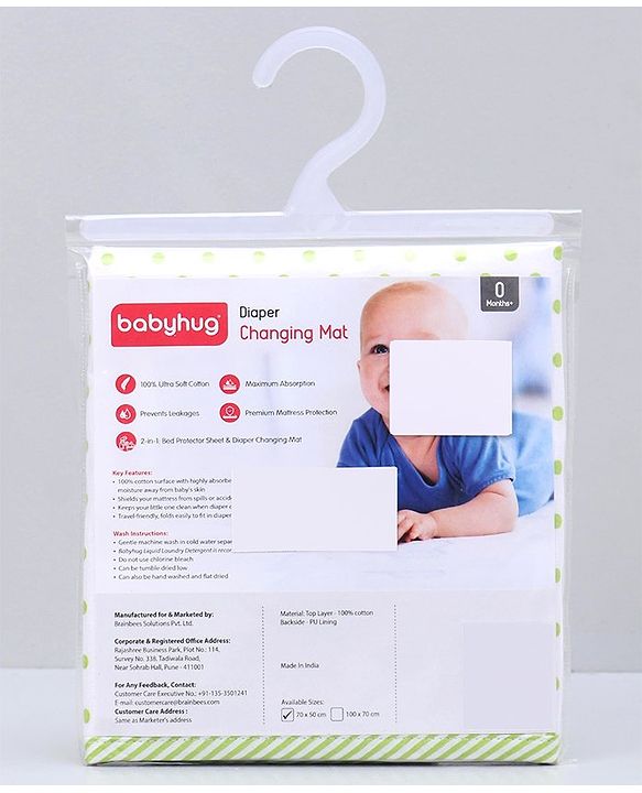 Babyhug Cotton Diaper Changing Mat Small - Grey