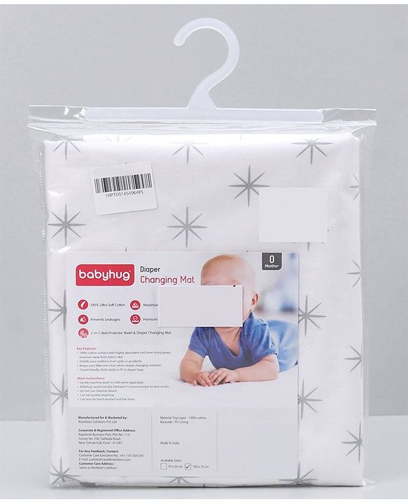 Babyhug Cotton Diaper Changing Mat Small - Grey