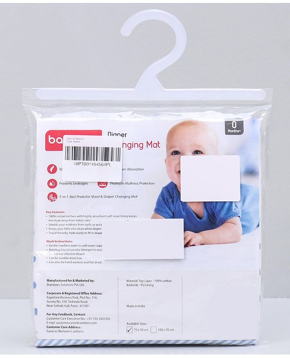 Babyhug Cotton Diaper Changing Mat Small - Grey