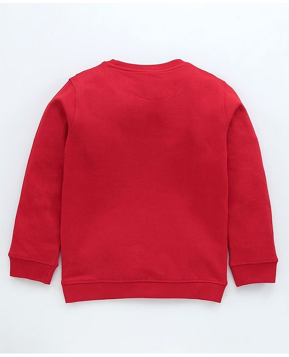Pine Kids Full Sleeves Biowash Sweatshirt Text Print - Maroon