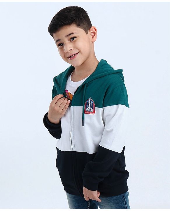 Pine Kids Full Sleeves Bio Wash Hooded Sweatshirt - Green