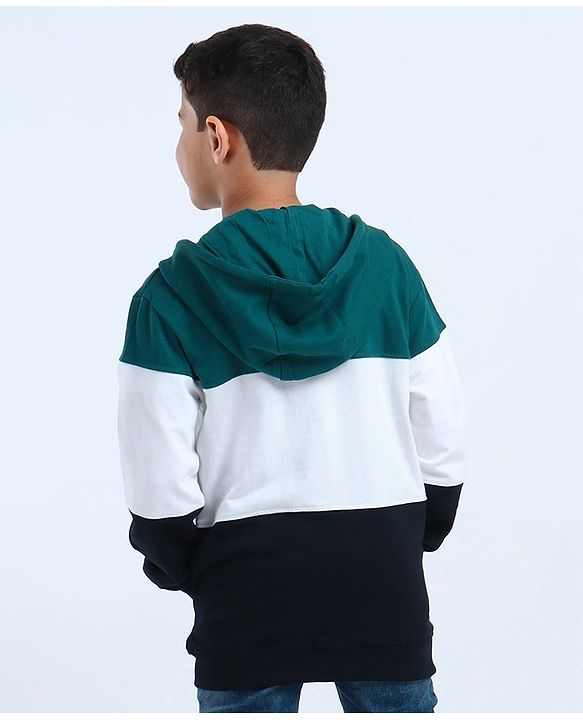 Pine Kids Full Sleeves Bio Wash Hooded Sweatshirt - Green