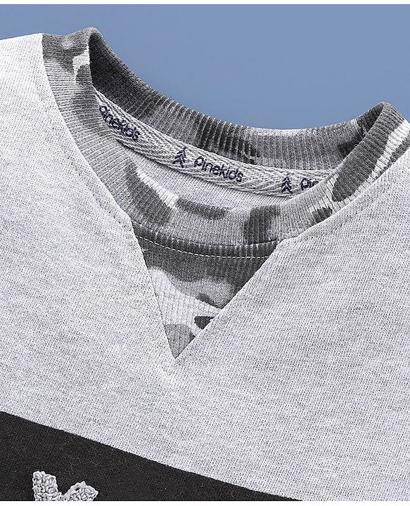 Pine Kids Full Sleeves Bio Wash Sweatshirt Hype Print - Grey