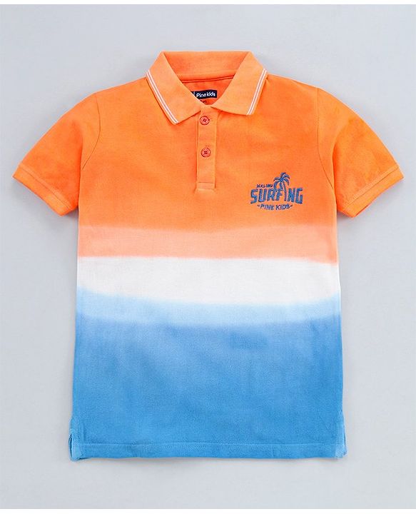 Pine Kids Half Sleeves Biowashed Tee - Orange