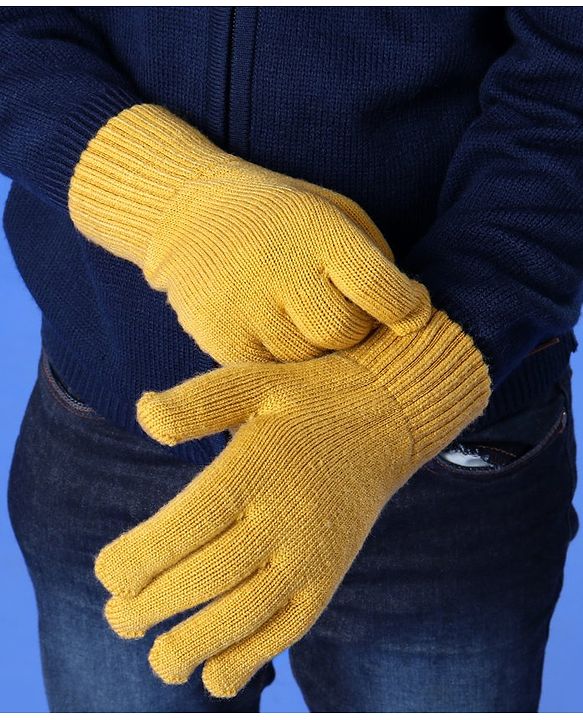 Pine Kids Woollen Cap & Set With Muffler Yellow - 14.5 cm