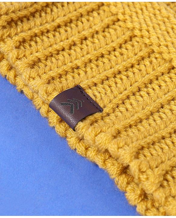 Pine Kids Woollen Cap & Set With Muffler Yellow - 14.5 cm