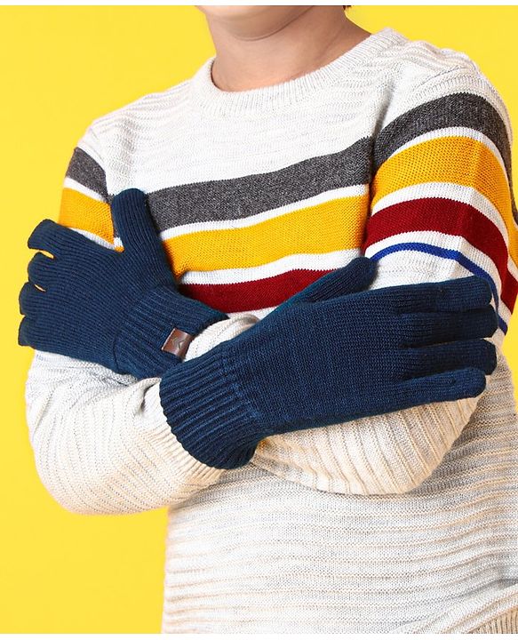 Pine Kids Woollen Cap Gloves & Snood with Fur Blue - Diameter 17 cm
