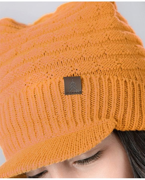 Pine Kids Woollen Cap & Mask With Muffler Yellow - Diameter 46 cm