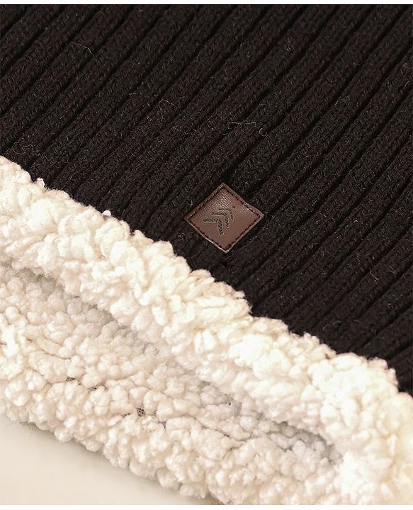 Pine Kids All Over Jacquard with Sherpa Lining Cap Gloves & Snood Pack of 3 - Black