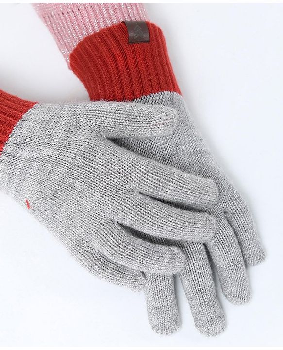Pine Kids Woollen Cap Gloves Set With Muffler Red - Diameter 18 cm