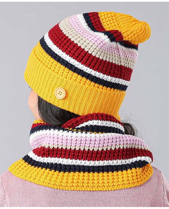 Pine Kids Snood & Cap with Mask Yellow - Diameter 16.5 cm