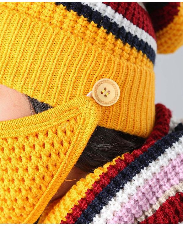 Pine Kids Snood & Cap with Mask Yellow - Diameter 16.5 cm